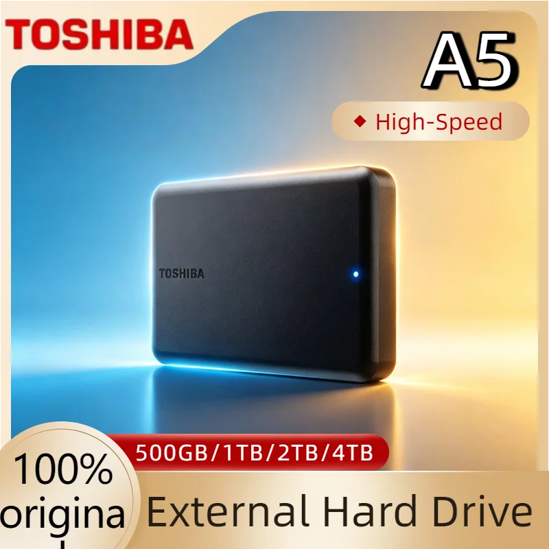 Toshiba A5 Series Small Black Portable Hard Drive High Speed USB 3.2 Gen1 500GB 1TB 2TB 4TB Compatible With Mac Pro Max Ultra