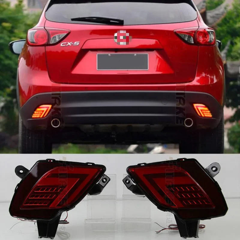 2PCS For Mazda CX-5 CX5 2013 - 2016 Multi-function Car LED Tail Light Rear Bumper Light Rear Fog Lamp Brake Light Reflector