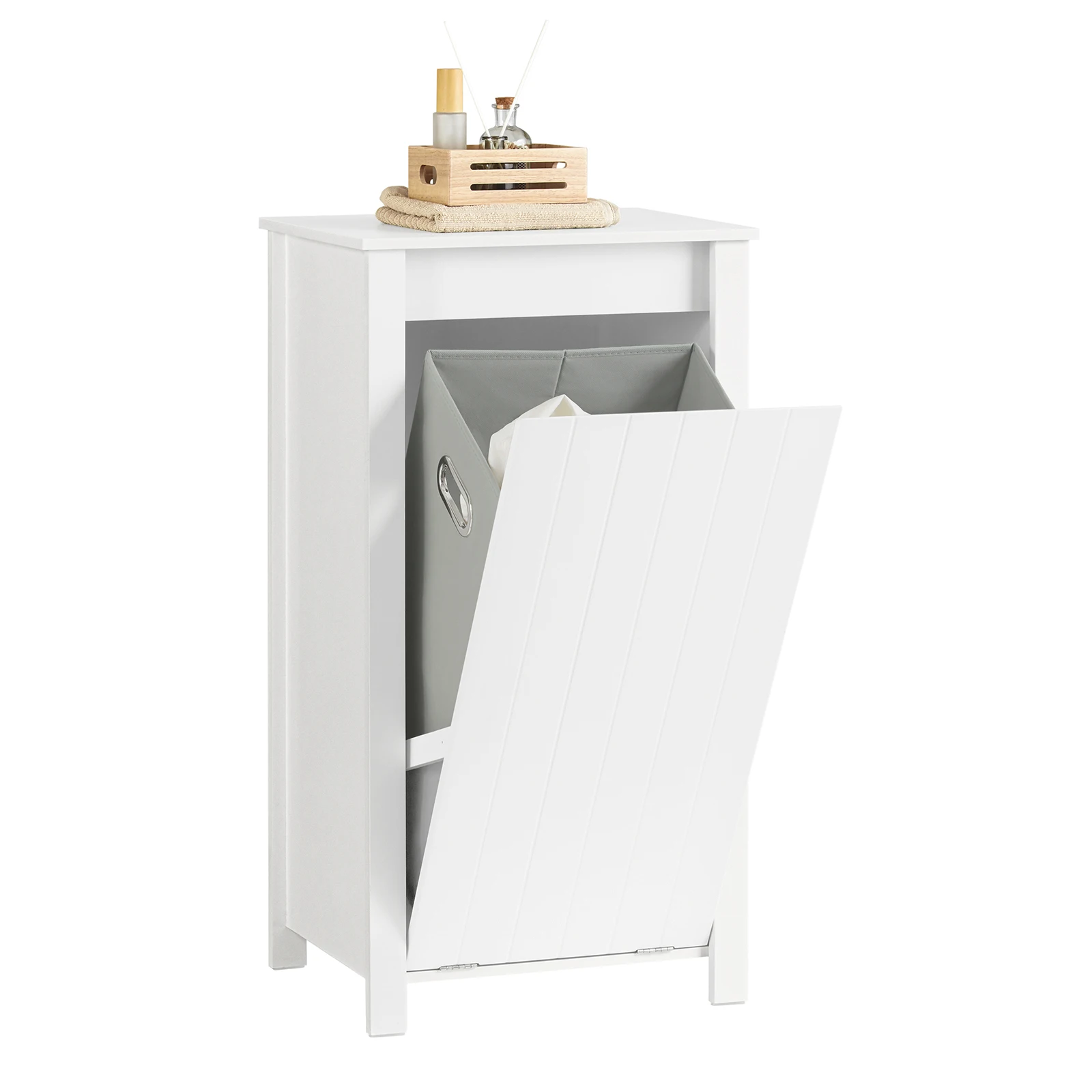SoBuy BZR100-W armario de lavandería con bolsa de lavandería plegable cofre de lavandería cesta de lavandería armario de baño BHT aprox. 45x85,5x35cm