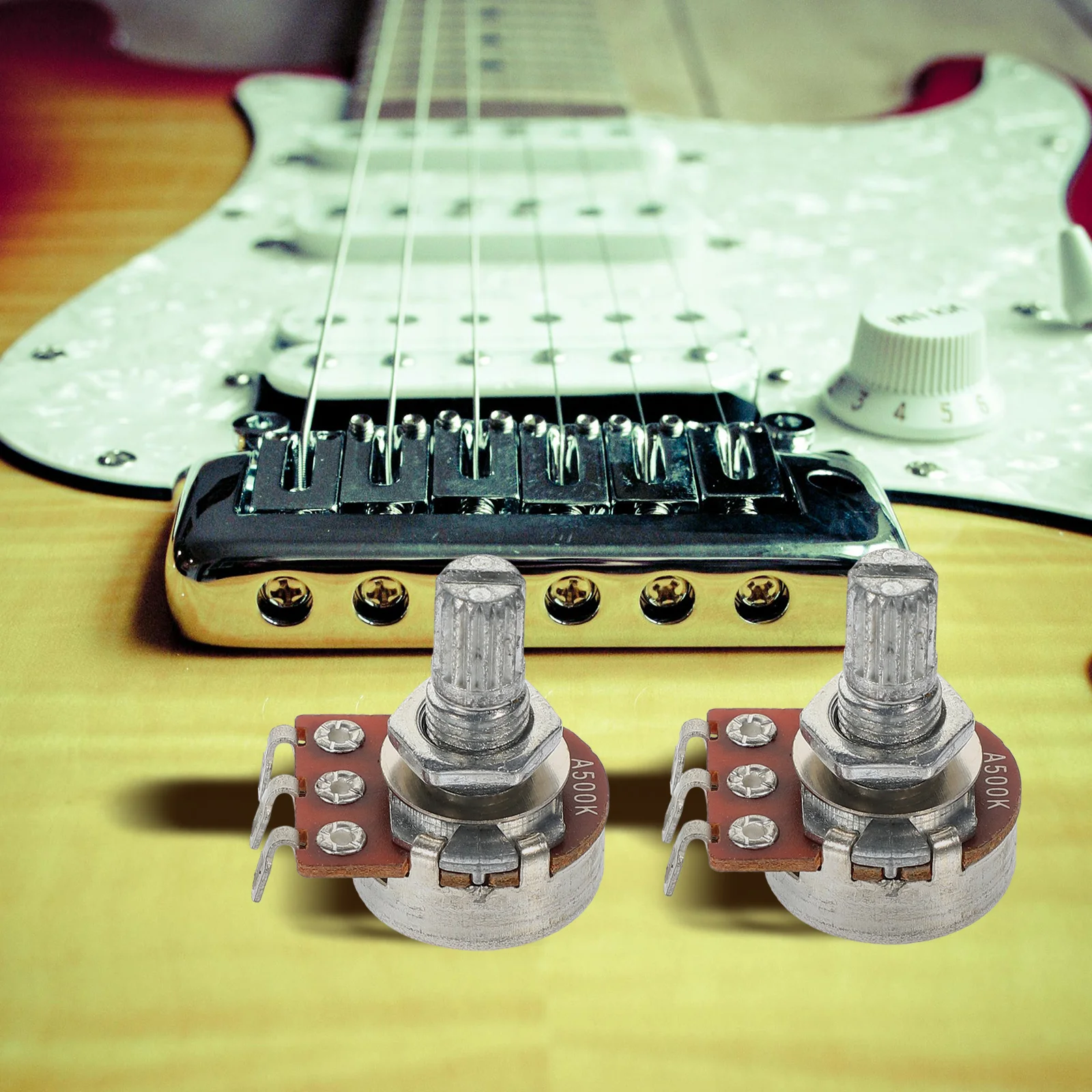 

4Pcs Audio Potentiometer 500K Split Shaft Guitar Potentiometer Replacement for Volume Control Electric Guitar Parts Repair Kit