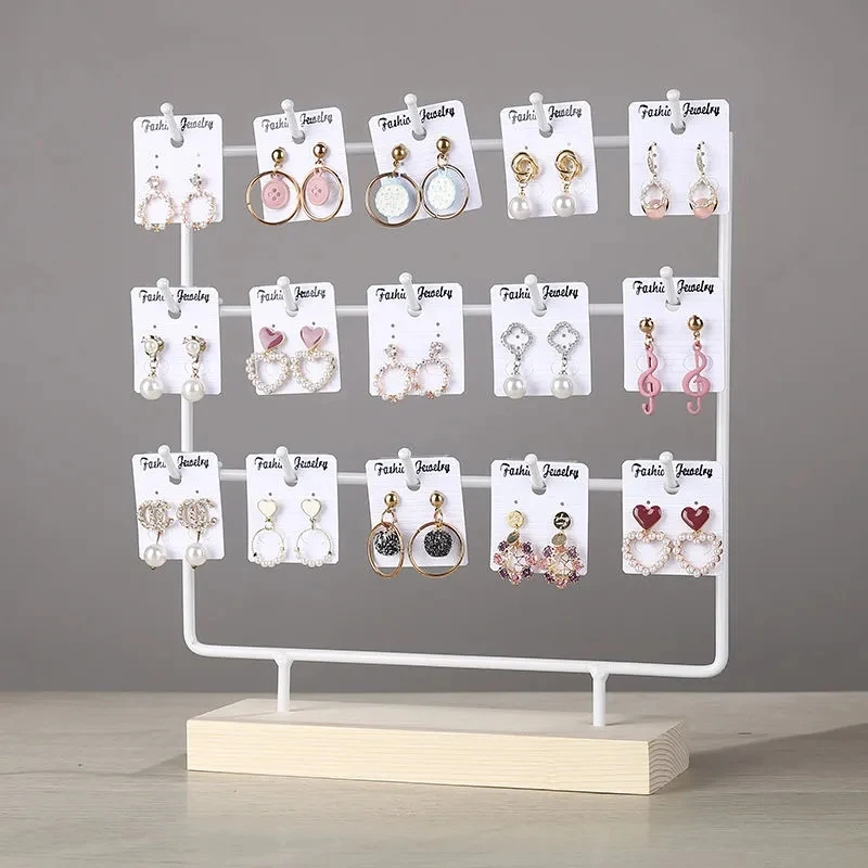 Metal Earrings Jewelry Display Stand Hook Up Jewelry Organizer Rack Holder bracelet Necklace Ring Display Stand Store Decoration