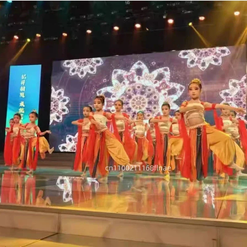 Costumi di danza Dunhuang per bambini Danza classica Abbigliamento per spettacoli etnici Spettacolo di Capodanno Pipa Giocare a Show Dress