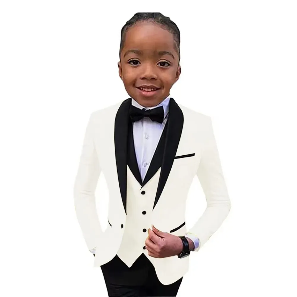 

Boys Suit Wedding Tuxedo 3 Piece Shawl Collar Jacket Pants Vest Child Formal Blazer Set Slim Fit Outfit Costume garcon mariage