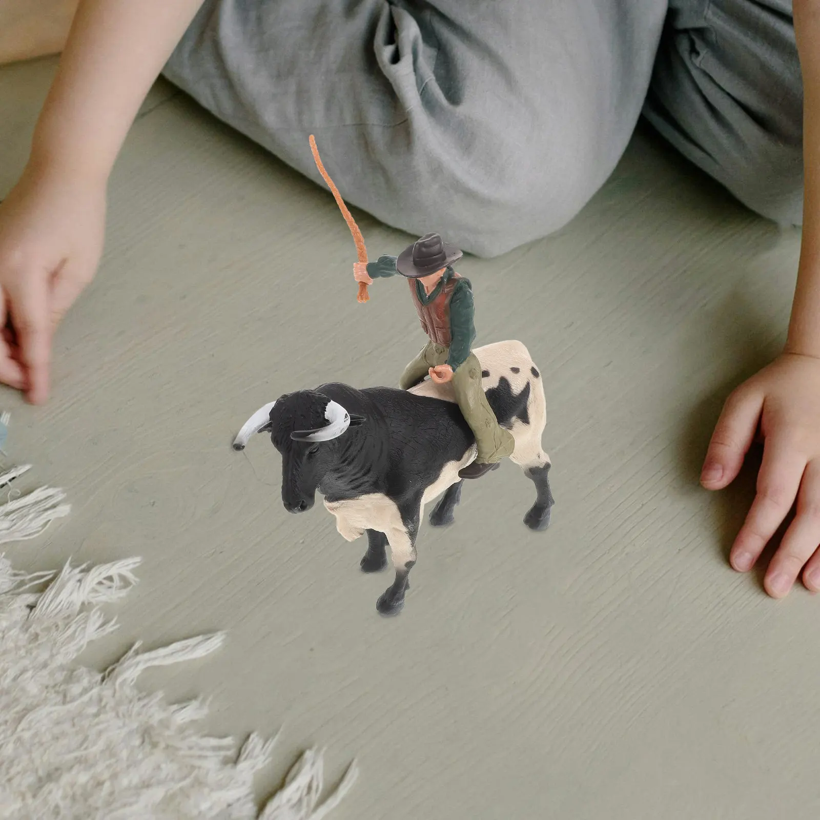 Набор из 1 реалистичной фигурки быка для боя с бойцами, ковбойский декор из смолы, маленькая статуэтка быка для дома, офиса, настольное украшение