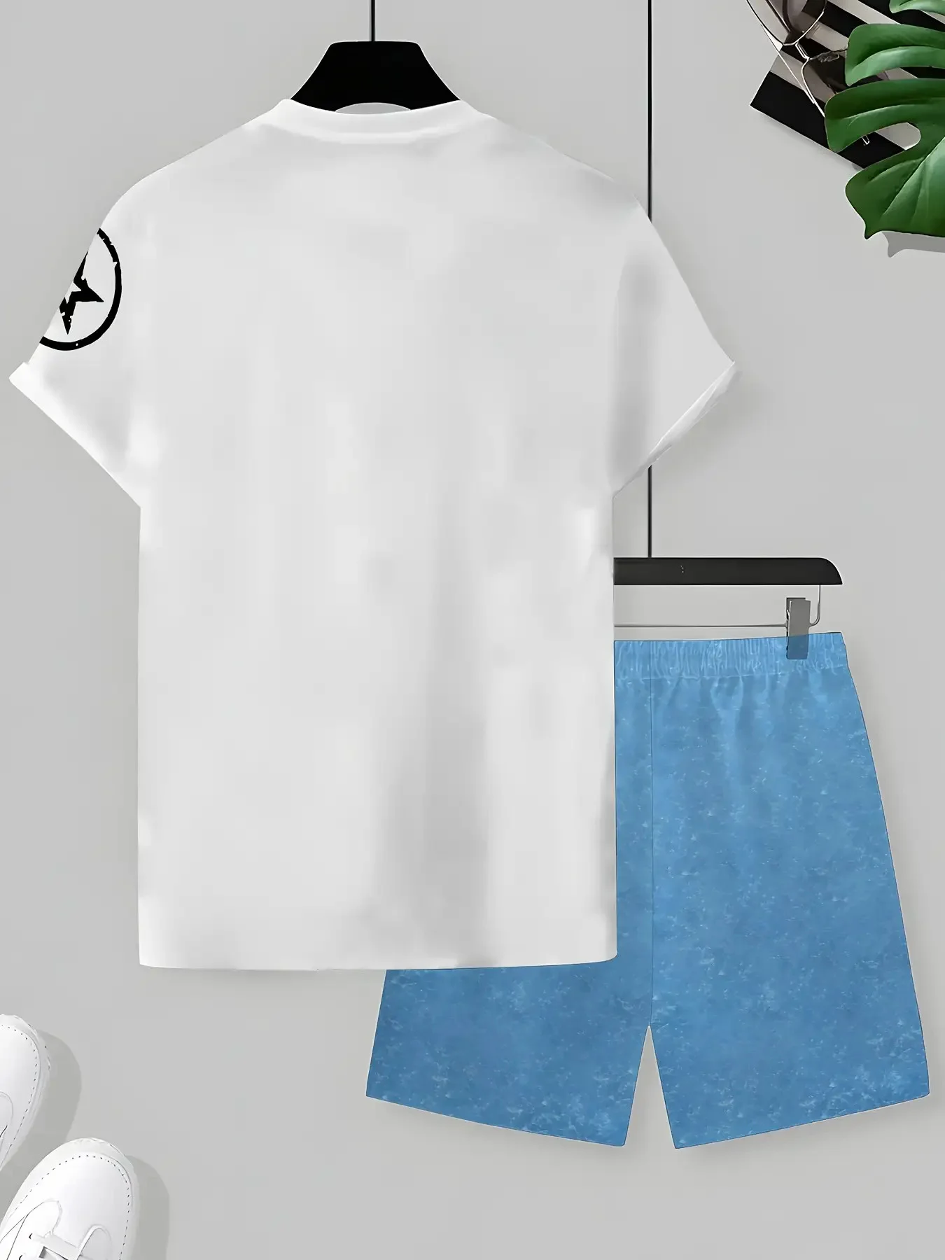 2025 صيف جديد للرجال قصيرة الأكمام والسراويل القصيرة تنفس عادية التزلج على الجليد ثلاثية الأبعاد مطبوعة الهيب هوب ملابس رجالية