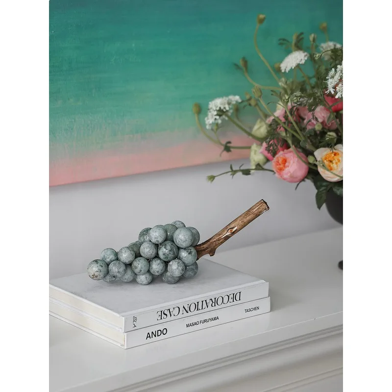 Exquisite Natural Grape Cluster Art Sculpture French Vintage Home Table Decor statues for decoration