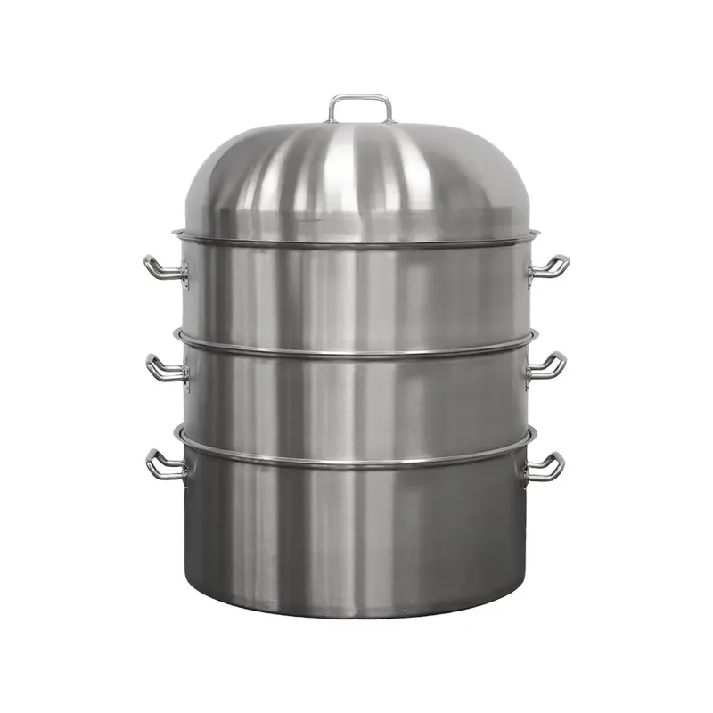 Heavy-duty commercial stainless steel steamer multi-layered with handle suitable for food service