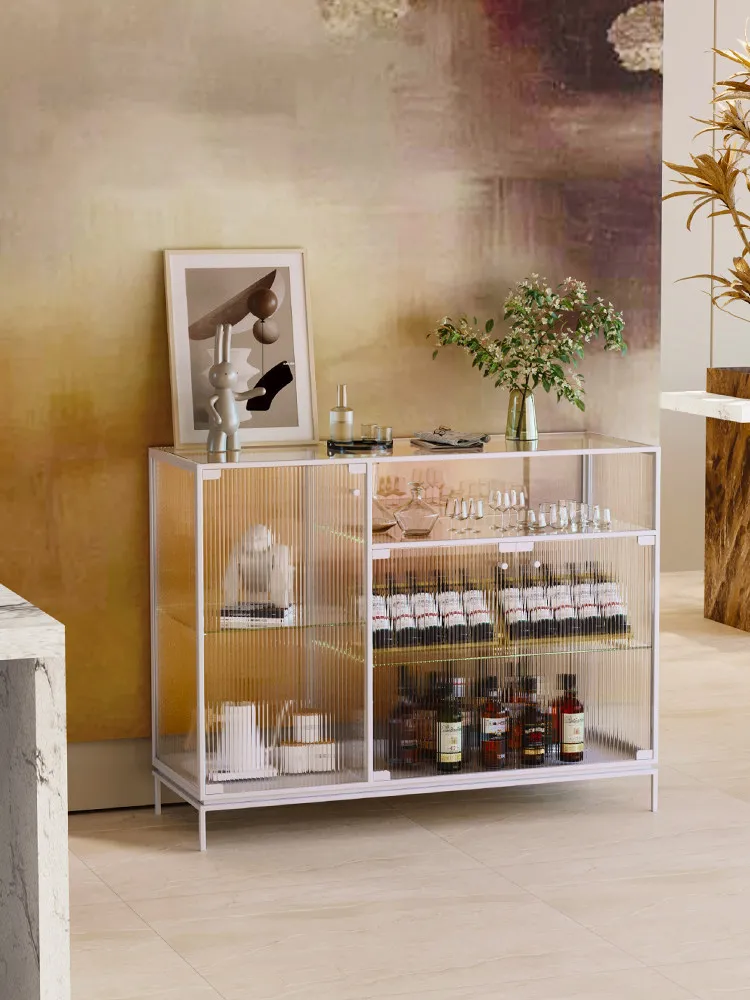Italian minimalist entrance cabinet, facing the door, wrought iron living room partition cabinet, foyer cabinet, glass dining