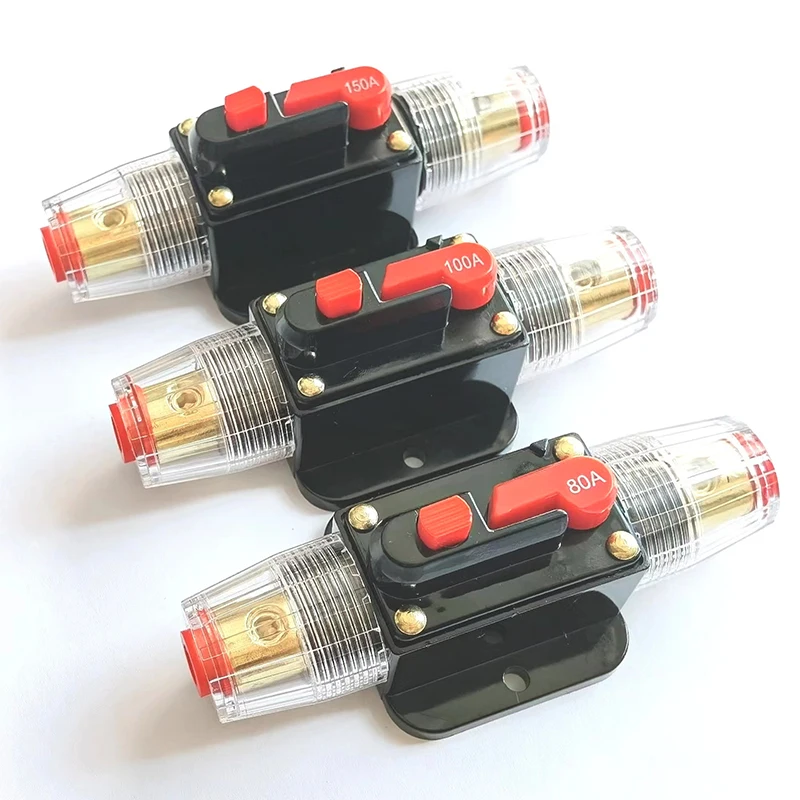 100A 80A 60A 50A 40A 30A 20A 12V / 24V / 48V DC قاطع الدائرة القابل لإعادة الضبط التأمين على موصل الطاقة الشمسية الكهروضوئية