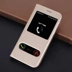 Slim Dual Window View Case Scratch Resistant Flip Cover Phone Sleeve Bag For Samsung Galaxy A3 A7 2017 SM A320F A720F