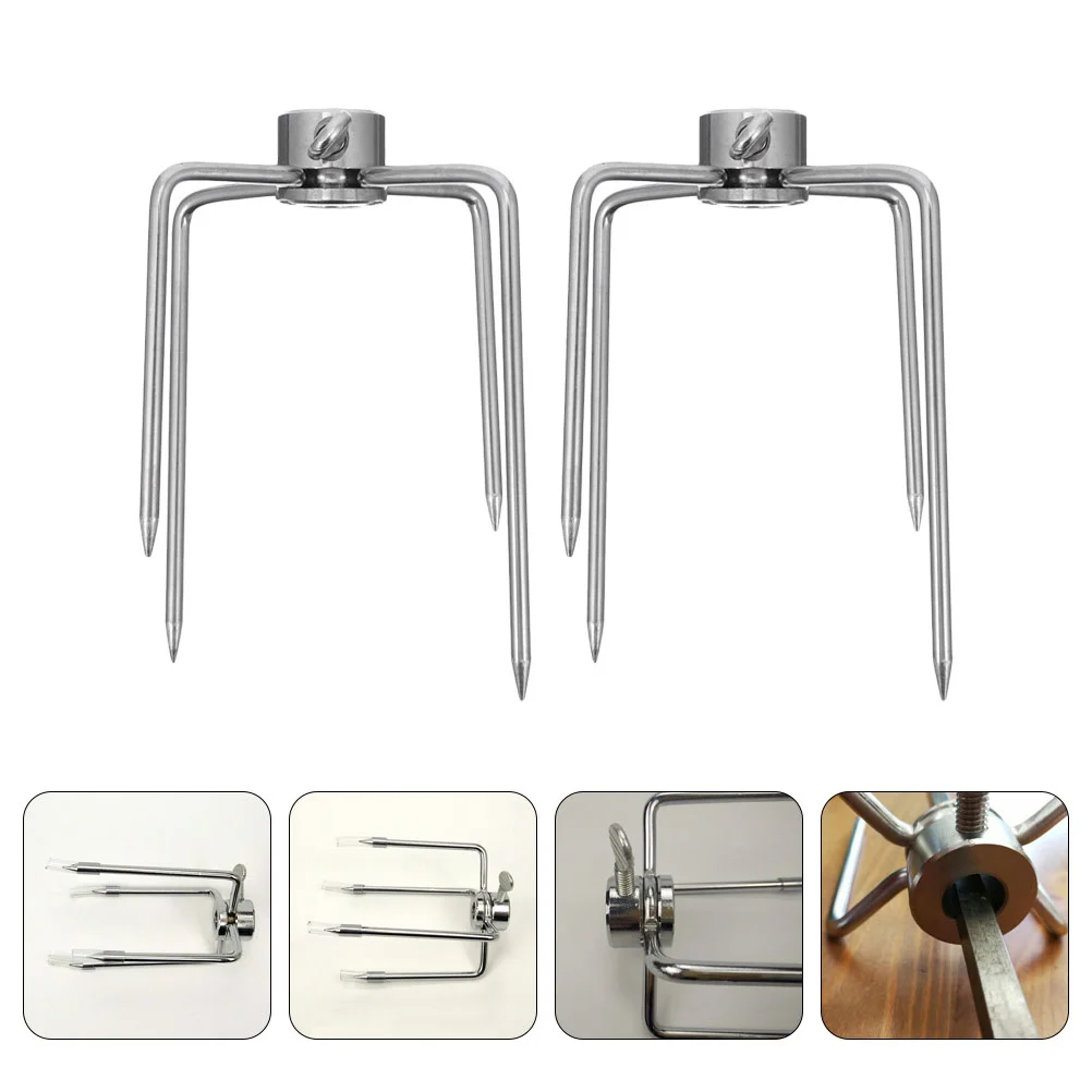 

2 Pcs Barbecue Fork Grill Supplies Food Grade Meat Forks Rotisserie Spit Rods Iron Accessories Rotating Sticks Metal