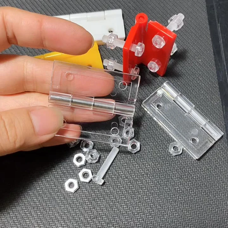 

5PCS Transparent Hinges With Screws Strong Crystal Hinges Perforated Through Holes Black White Red Blue Folding Pages Hardware