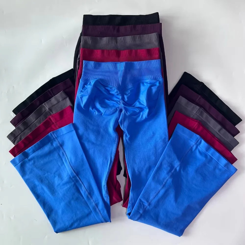 Flares Scrunch Booty Legging Women Seamless Yoga Pants High Waist Flared Pants GYM Squat Proof Sports Tights Workout Trousers