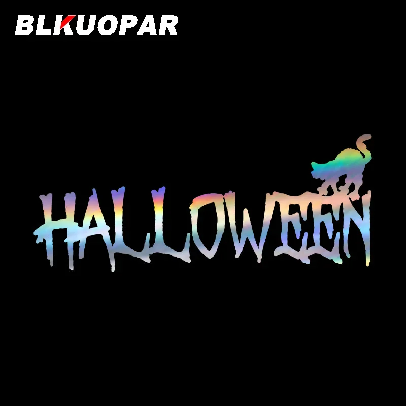 

BLKUOPAR Halloween Text Cat Word Car Stickers Scratch-Proof Laser Decal Motorcycle Windshield Surfboard Car Accessories