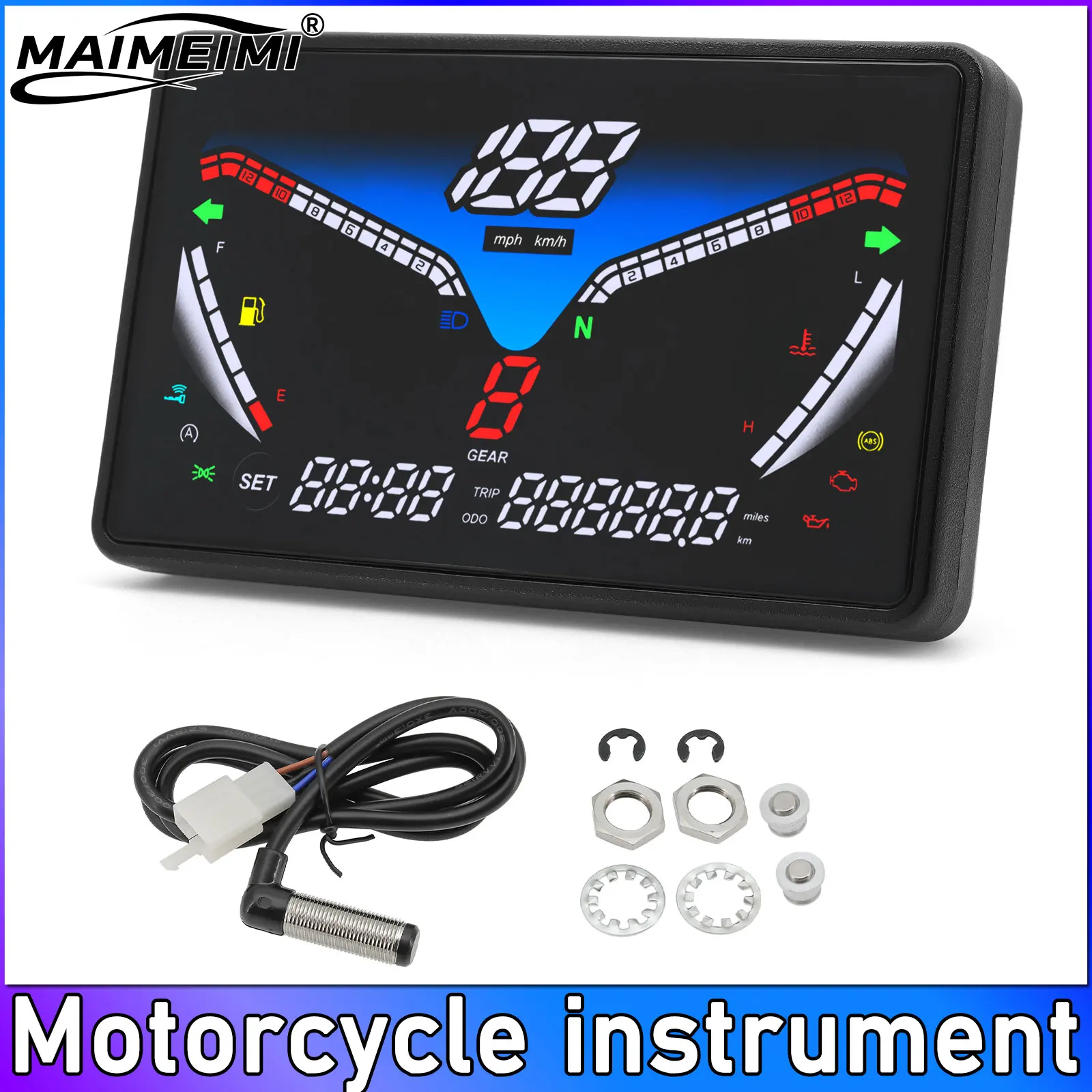 Universal Motorcycle Meter GPS Speedometer Digital Odometer Instrument Multi-function Trip ODO Fuel Level Gauge Water Temp Meter