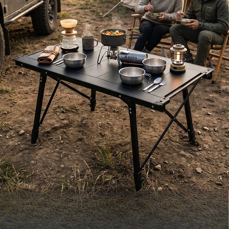 Outdoor Folding Table Camping Portable Chicken Roll Table Picnic Barbecue Table Car Mounted Fold Aluminum Alloy Lifting Tables