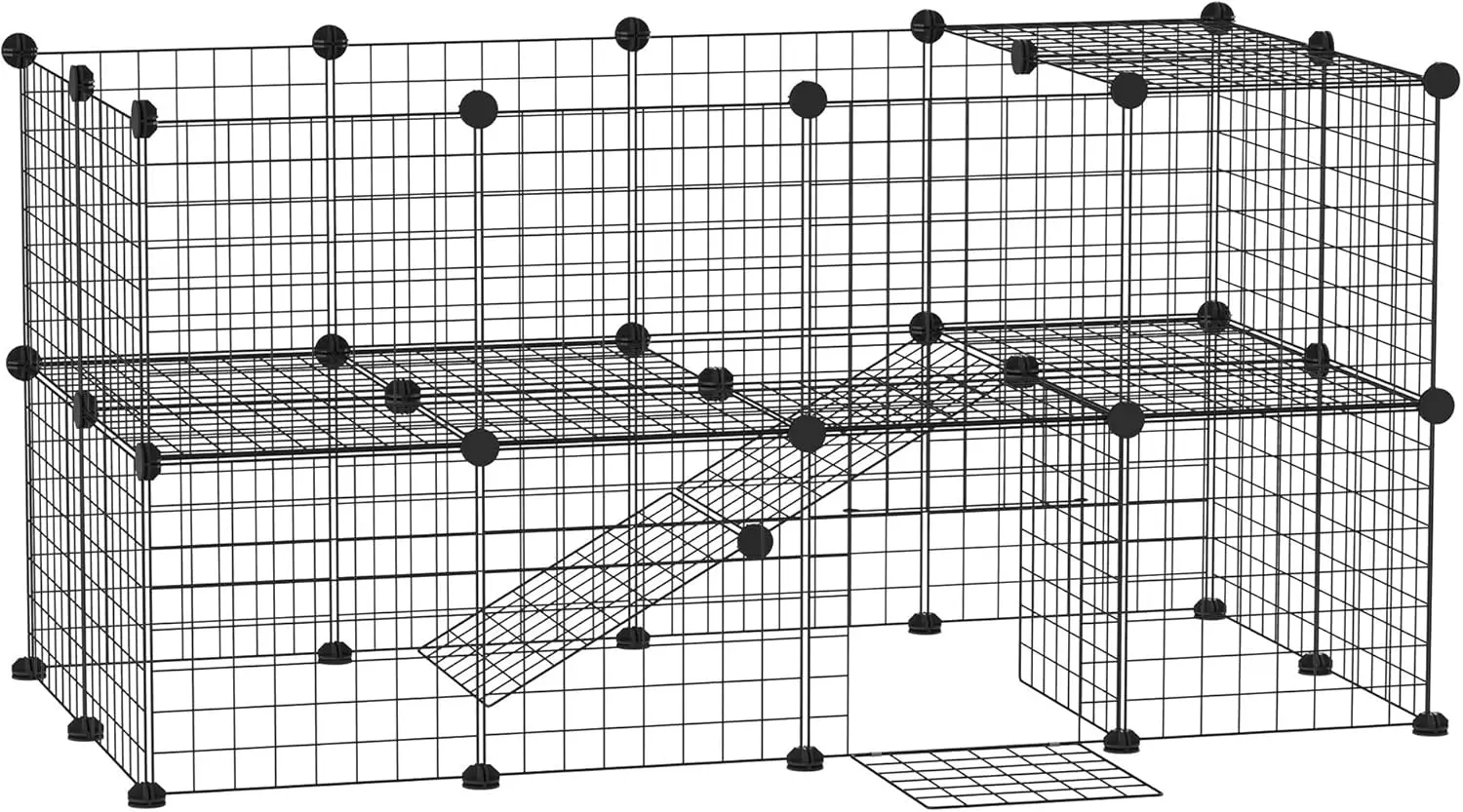 

36-Panel DIY Small Animal Playpen with Door and Ramp, Portable Metal Wire Cage for Guinea Pigs, Rabbits, Hedgehogs