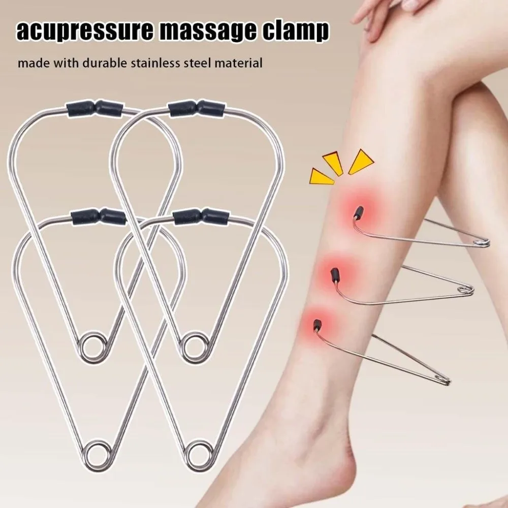 10Pcs Set New Stainless Steel Acupressure Massage Clips Portable Comfortable Meridian Massager Finger Massage Clip Foot