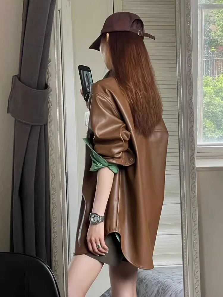 American Retro Sle Tee-Piece Set Faionable Inner irt And ort Pants Leather Jaet Outfit for Young Women