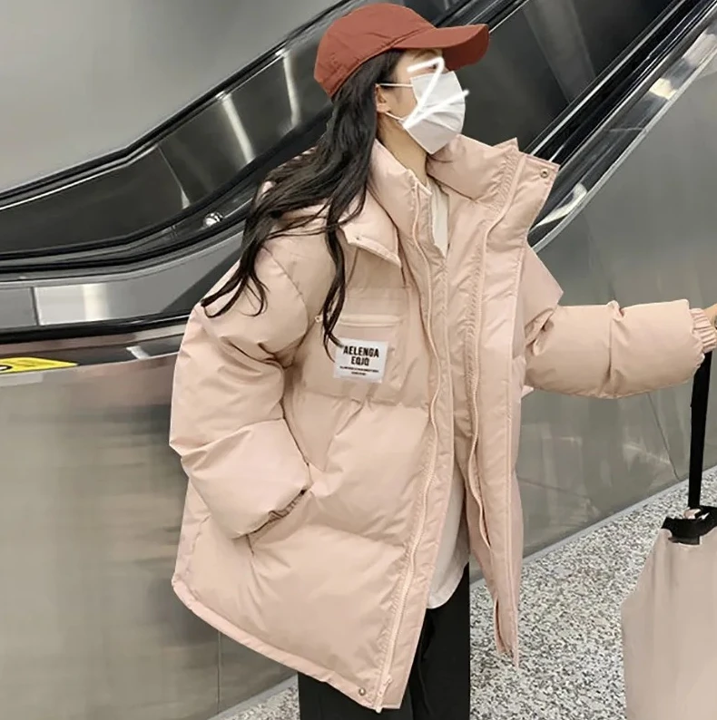 Giacca in cotone oversize da donna in stile coreano, cappotto invernale da studente addensato e morbido, capispalla caldo di piccole dimensioni per le giornate fredde