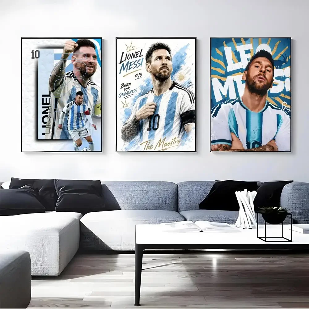 Athlete M-Messi Poster Self-adhesive Art Waterproof Paper Sticker Coffee House Bar Room Wall Decor