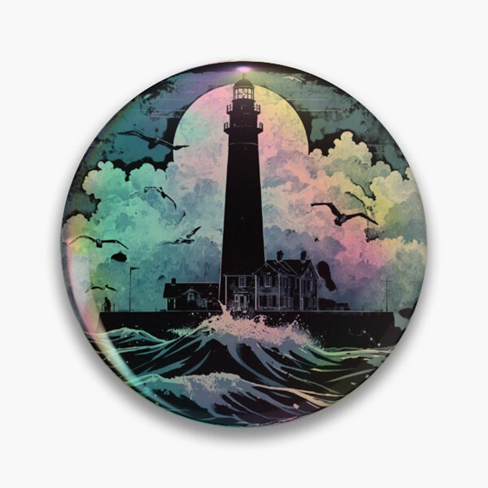 Widows Bay Where The Sea Keeps Secrets | Vintage Lighthouse Coastal Mystery T-Shirt Pin Holographic Star Heart Pin Brooches Lami