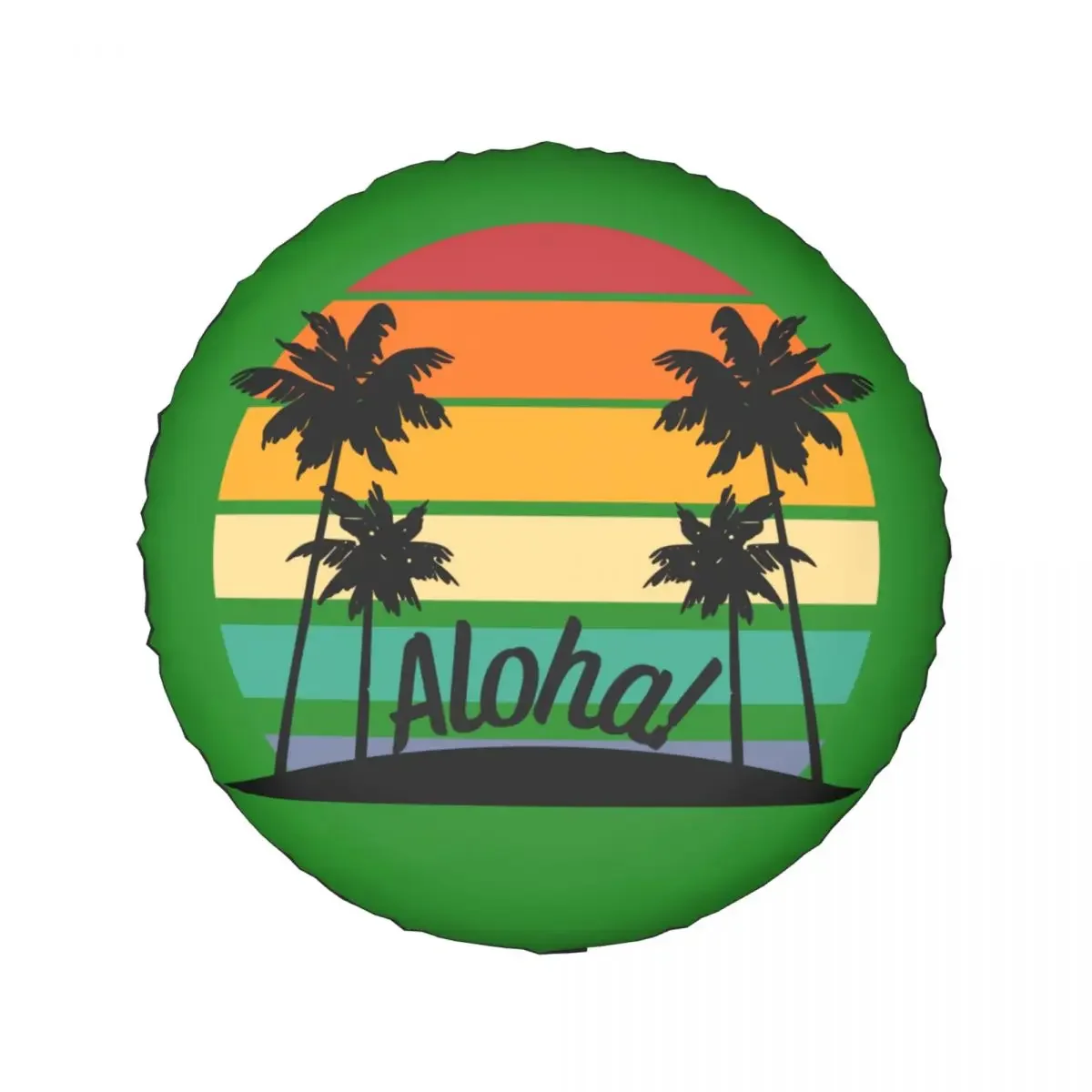 Hawaii Aloha Beach Spare Wheel Cover Universal for Jeep 4x4 SUV Custom Tropical Palm Tree Tire Protector 14