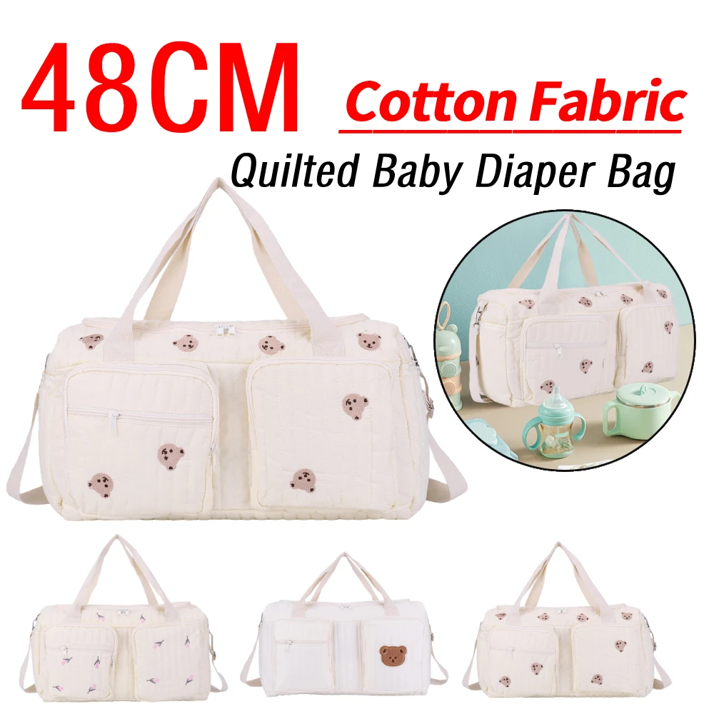 

Quilted Baby Diaper Bag Large Capacity Duffle Bag Cute Travel Bag for Hospital and Weekender Travel