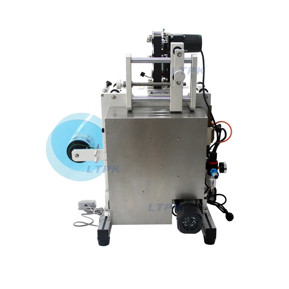 

LTPK SL130D Wine Double Side Sticker Round Water Semi Automatic Digital Bottle Labeling Printing Machine for Plastic Bottle