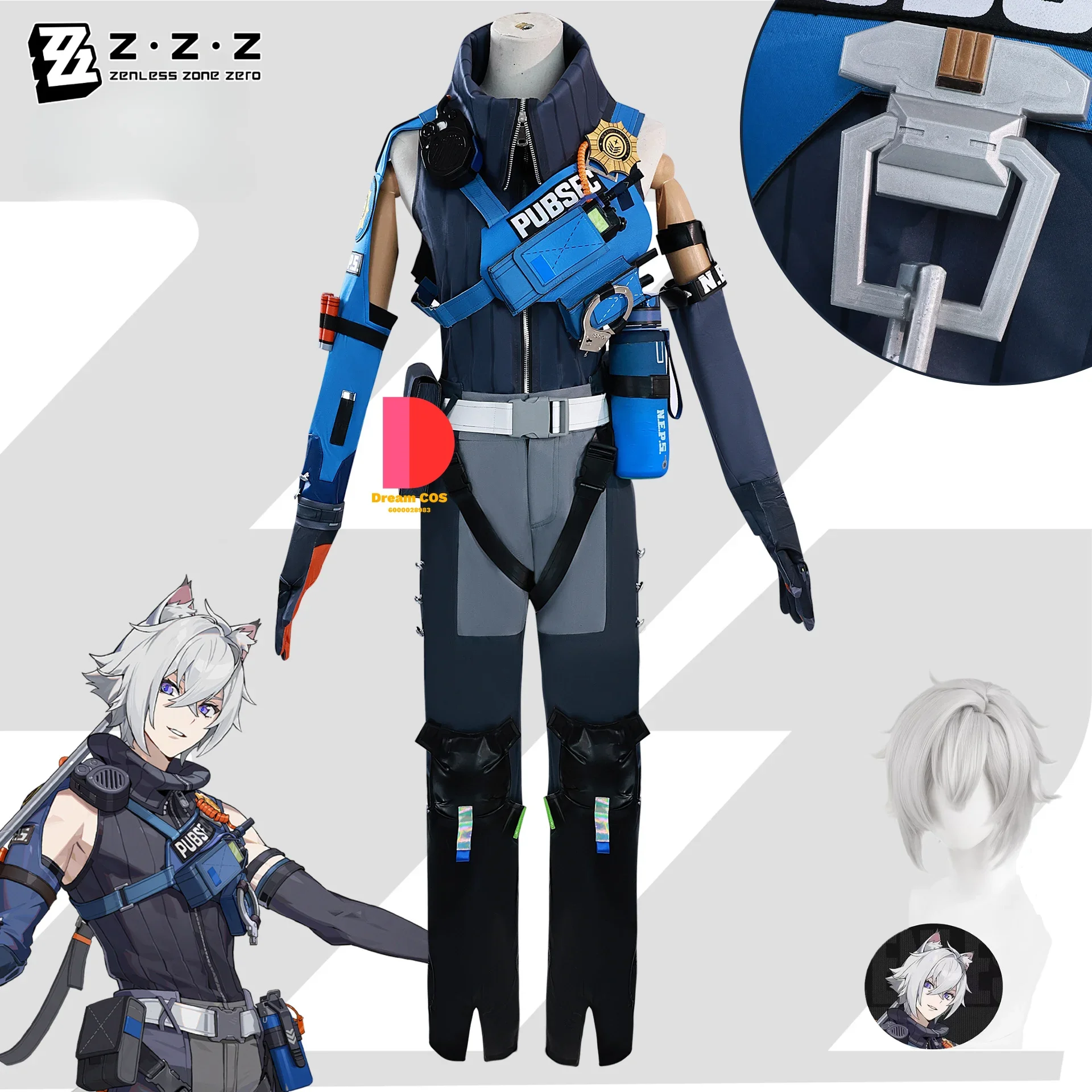 

Zenless Zone Zero Seth Lowell Cosplay Costume Wig Uniform Ears Headwear Props Set Comic-Con Party Play Outfits Anime Love Live