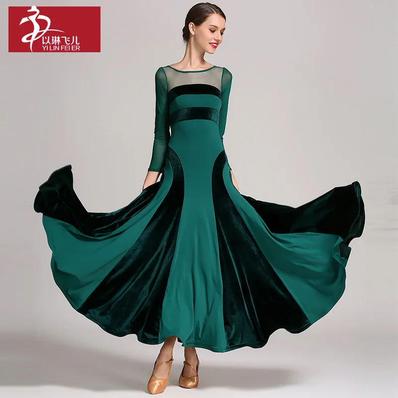 1pcs/lot Velvet Standard Women Waltz Ballroom Dance Dress Modern ballroom dancing Costumes