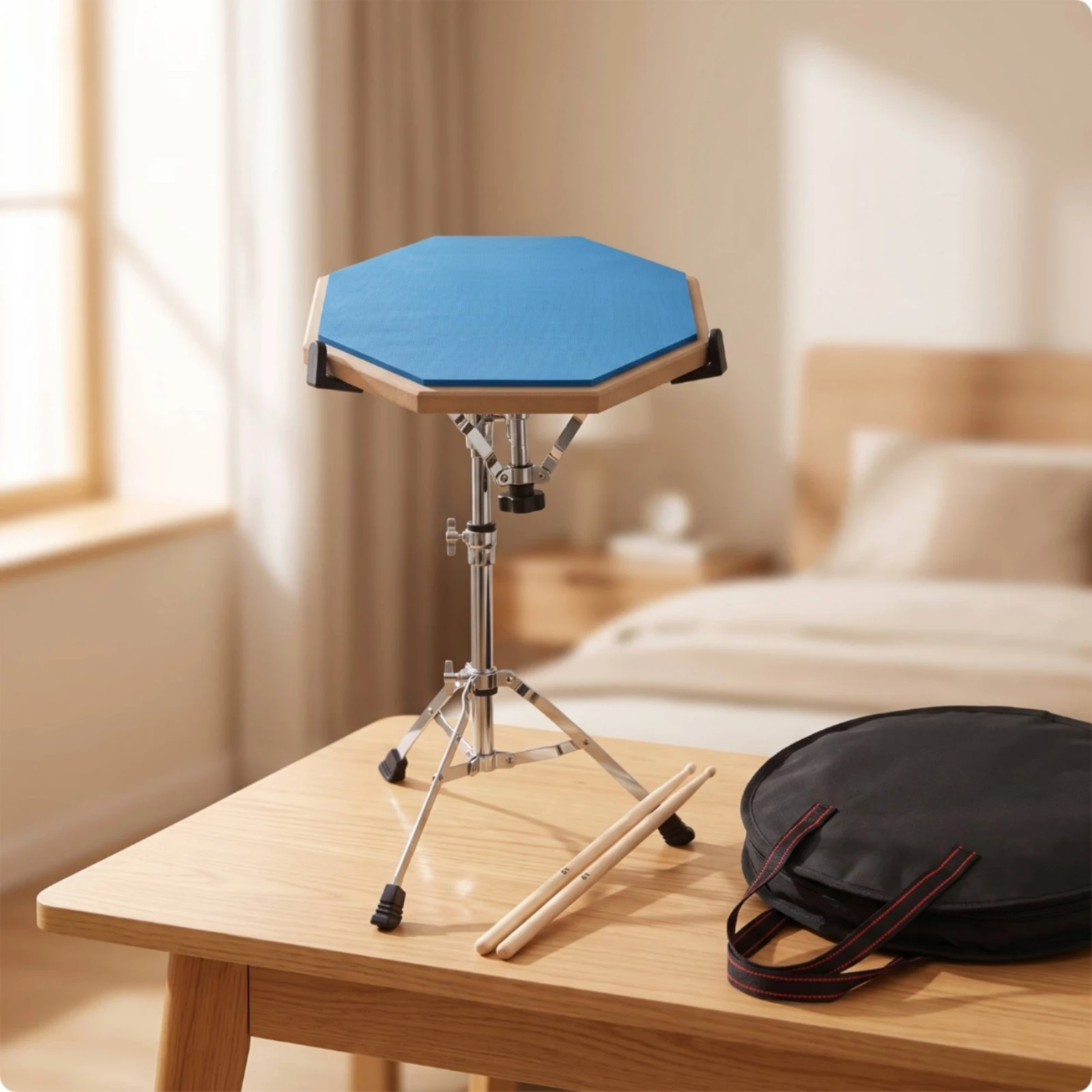 Practice Drum Pad Kit with Stand Shock-Absorbing Drum Practice Pad with Stand Percussion Soundproof Textured for Drummers