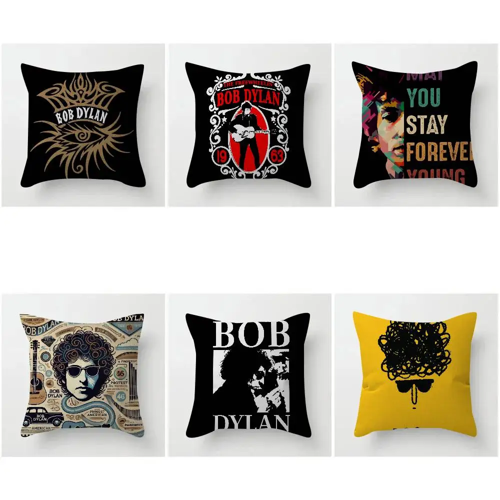 Singer Bob D-dylan LOGO Double-sided Printed pillow cover Short plush Suitable living rooms bedrooms sofas throw cushion cover