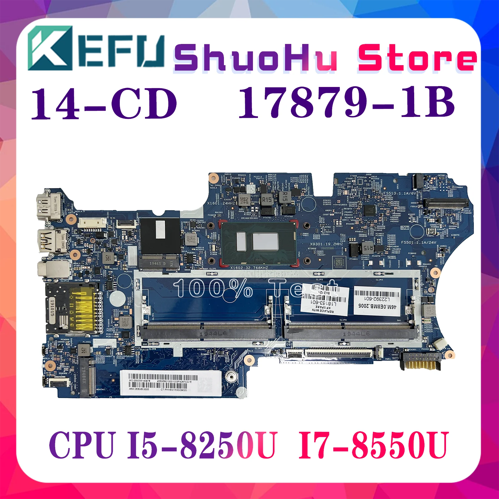 

KEFU 17879-1B L18163-601 L22329-601 Mainboard For HP PAVILION X360 14-CD TPN-W131 Laptop Motherboard i3-8130U i5-8250U i7-8550U