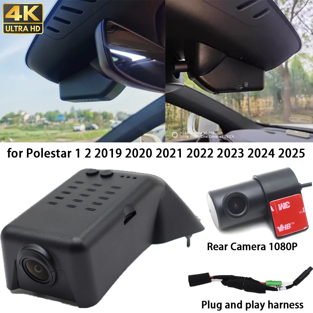 for Polestar 1 2 2019 2020 2021 2022 2023 2024 2025 4K Dash Cam Front Rear Camera DVR Plug and Play Video Recorder 24h Record