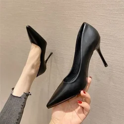 2024Woman Pumps New High Heels Stiletto Pump Single Shoes Female Office Shoes Ladies Black Pointed Toe Sexy Party Wedding Shoes