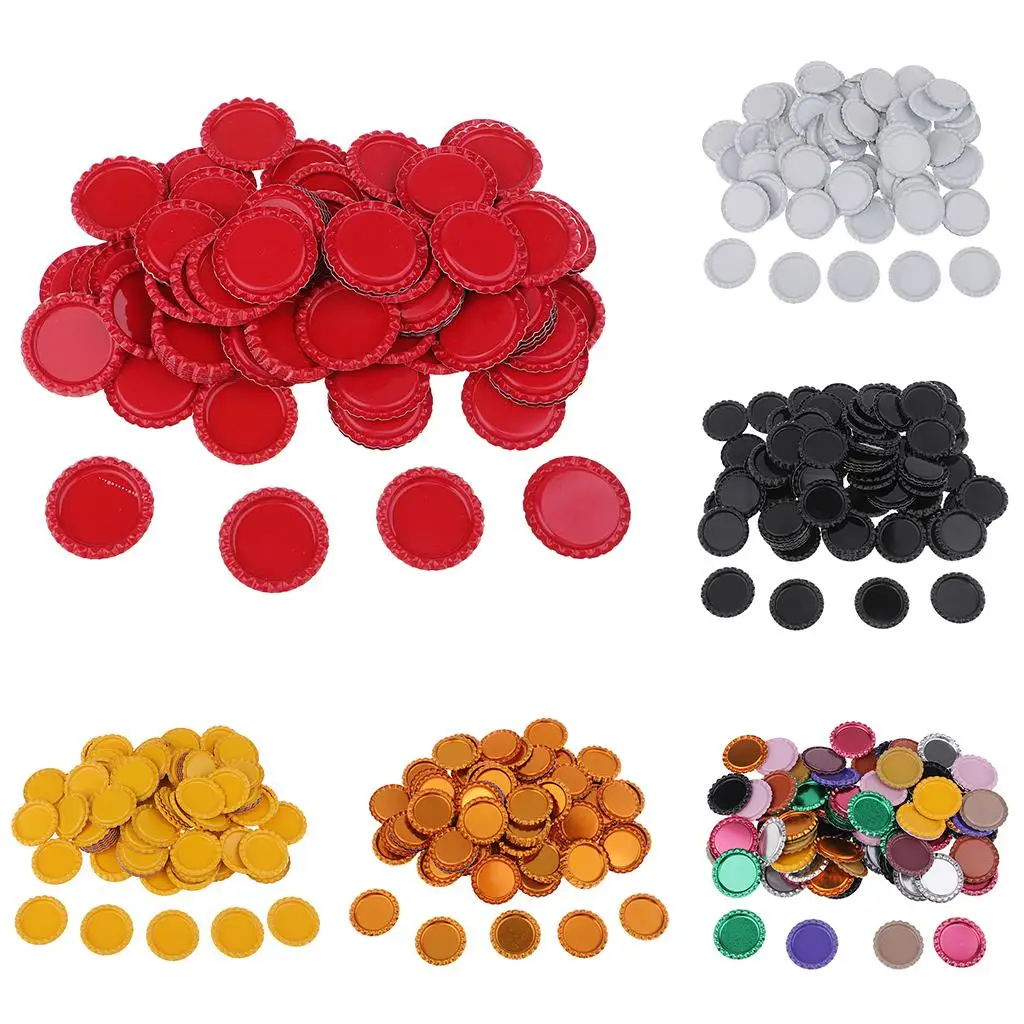 100pcs Flattened Flat Crown Bottle Caps for DIY Hair Bows Pendant Kids Craft