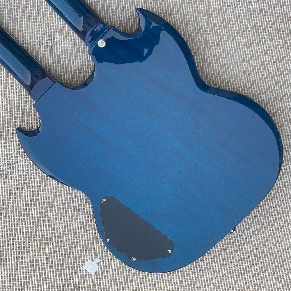 Relic Blue 12 & 6 Strings Slash 1275 Double Neck SG Electric Guitar Split Parallelogram Inlay guitars guitarra