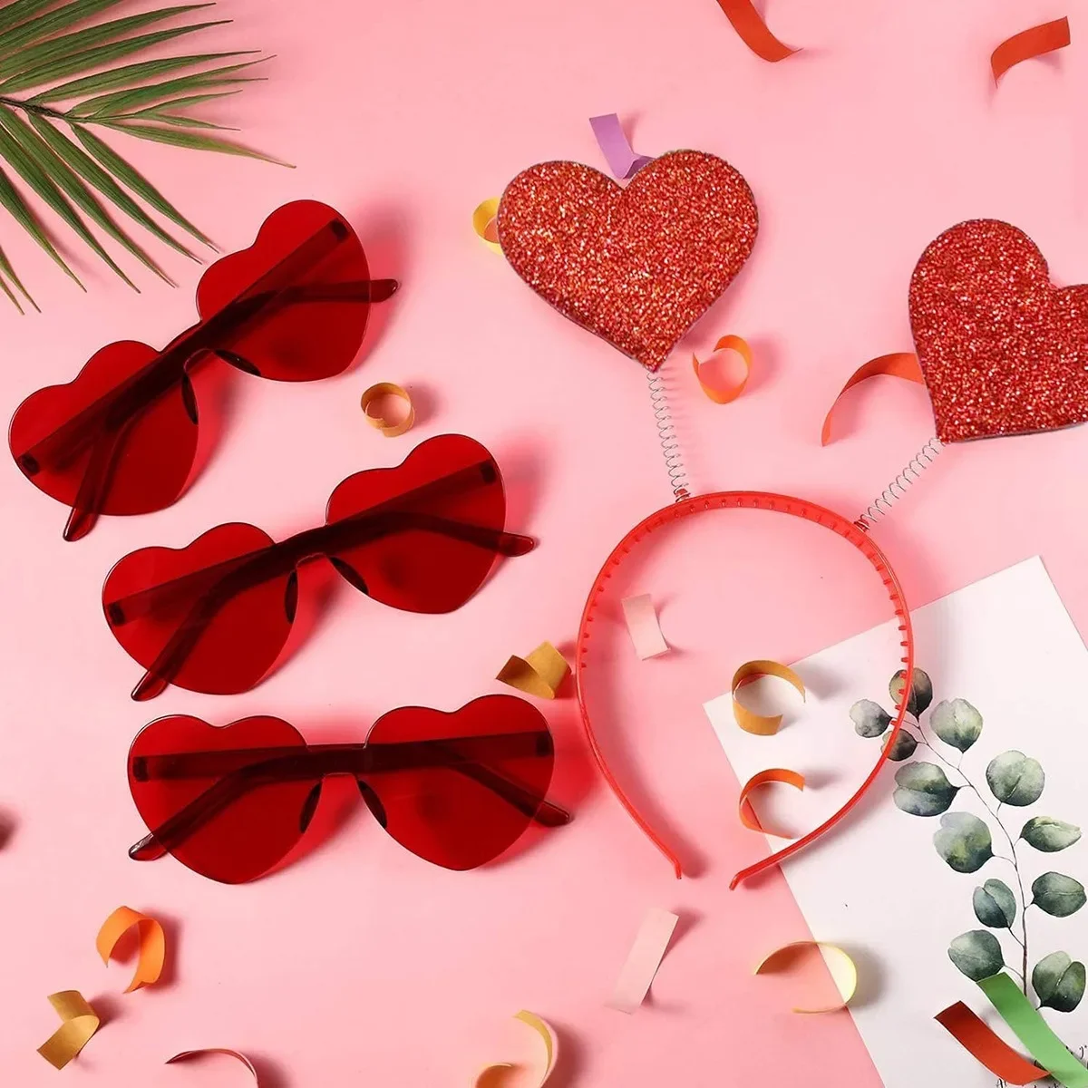Red Love Heart Headband Love Glasses 2025 Happy Valentine's Day Party Decor Wedding Bride To Be Party Photo Props