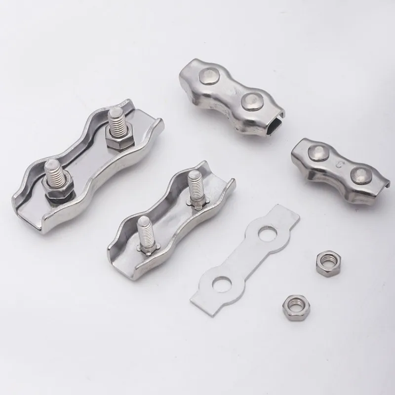 1Pcs M2-M6 Stainless Steel Double Post Bolt Clip Wire Rope Cable Clamp Caliper Rope Simple Grip DIY Cable Fastener Hardware