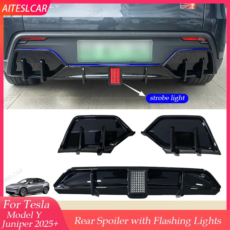 

For Tesla New Model Y Juniper 2025 Rear Bumper Spoiler Lip Launch Protection Plate Diffuser ABS Carbon fiber Cover Accessoris
