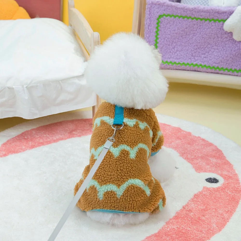 Winter Warm Dog Jumpsuit Pet Accessories Jacket Coral Fleece Cat Pullover Sweater Towable Pet Clothes Small Medium Dog