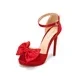 

Fashion High Heel Sandal Women 2023 Summer Stiletto Size 34-50 Peep Toe Satin Platform Shoes Bow Red Black Dress Footwear