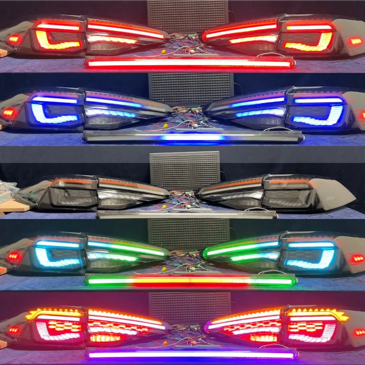 

5pcs colorful led tail light assembly for 19-24 Toyota Corolla custom brake Reverse lights with dynamic turn signal