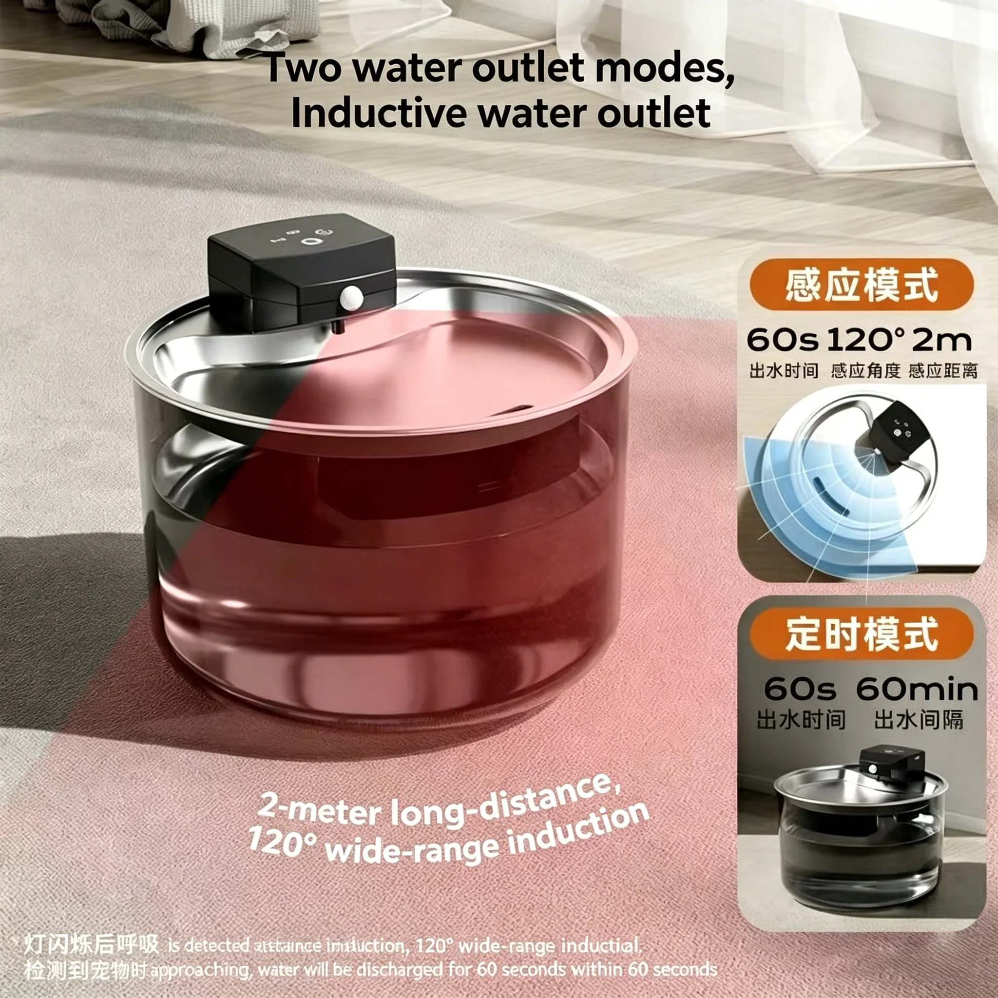 

3L Automatic Wireless Pet Water Fountain Circulate Filter Silent Pet Water Bowl Stainless Steel ABS PET for Cats Dogs Dispenser