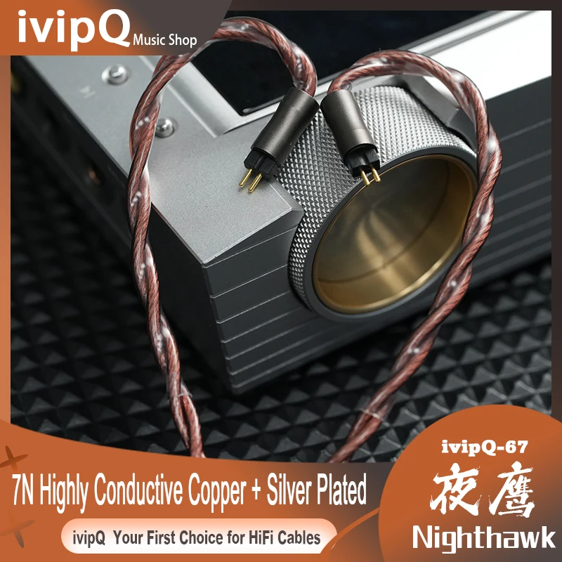 ivipQ-67 Nighthawk HiFi سماعة ترقية كابل 7N عالية موصل النحاس + الفضة مطلي 4.4 مللي متر 2Pin 0.78 مللي متر/MMCX IEM سلك ل FH19