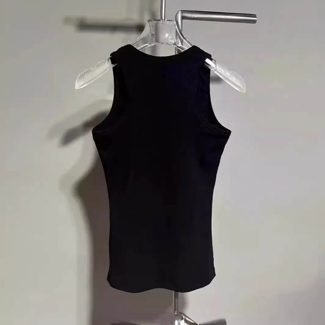 Summer new style knitted tight-fitting slimming sleeveless round-neck base layer with elasticated V-neck design