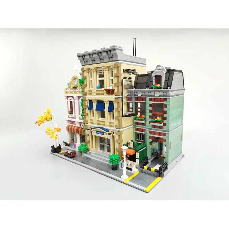 Moc Building Blocks Stazione di polizia e negozio di ciambelle Tecnologia Mattoni modulari Modello Regali Giocattoli di Natale Set fai da te Assemblaggio