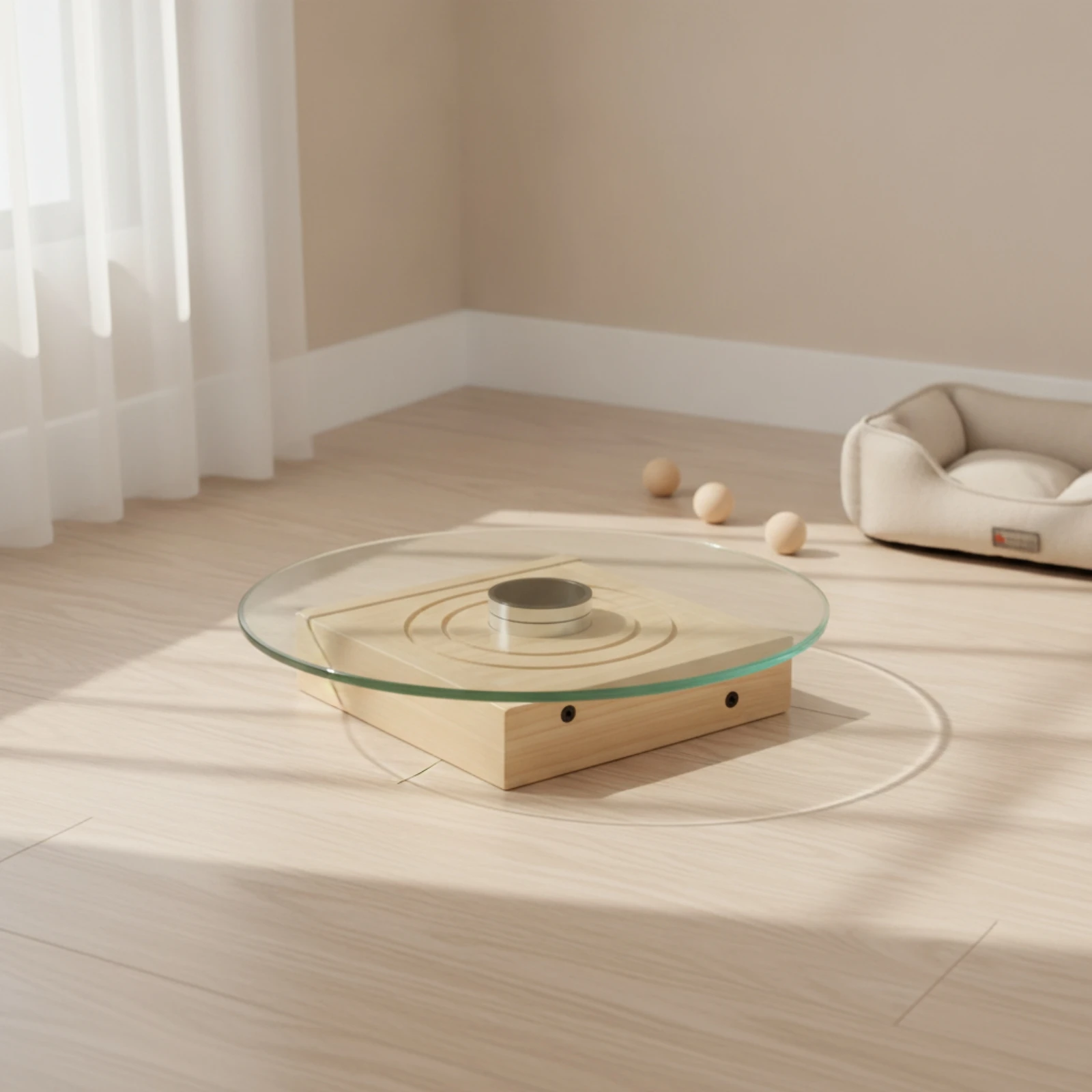 Plateau d'exercice silencieux pour chinchilla avec base en bois, roue pour chinchilla à faible hauteur avec support stable