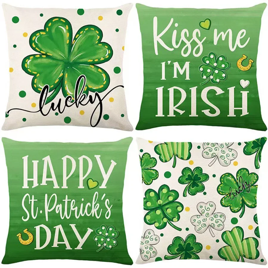 VIKAMA's New Saint Patrick's Day Printed Throw Pillow Set For Sofa, Living Room Armchair, Home Decoration Pillow Cover